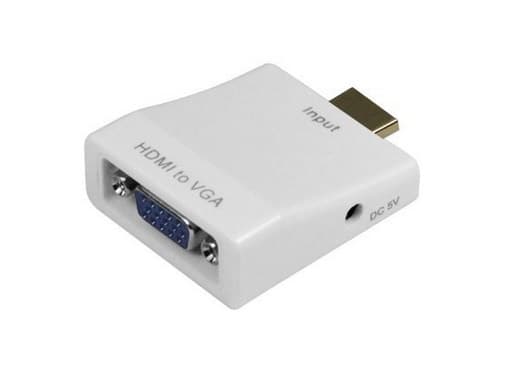 Перехідник адаптер конвертер HDMI M to VGA F з аудіо інтерфейсом і додатковим живленням White (B00230)