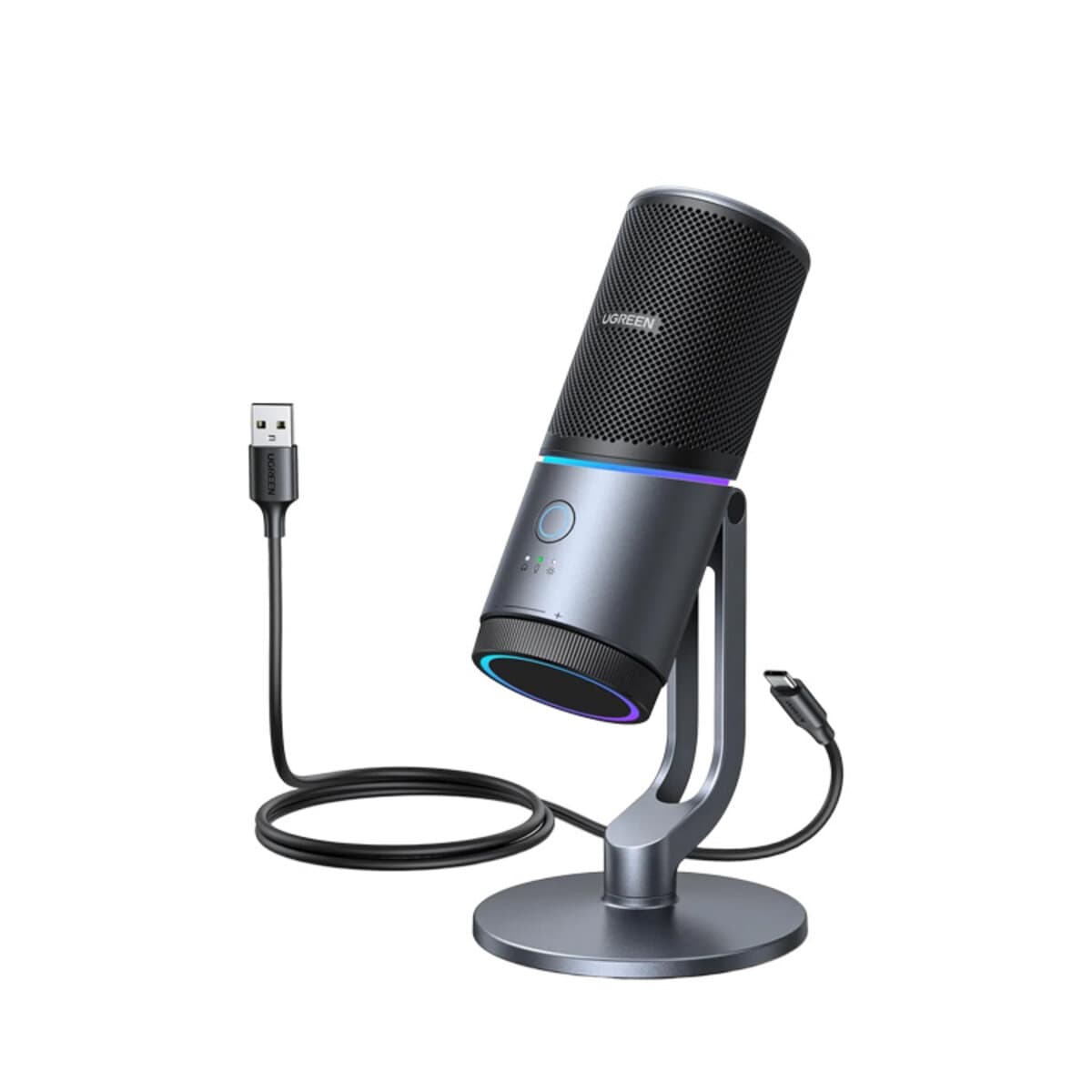 Настільний стрімінговий мікрофон UGREEN USB desktop microphone RGB USB Grey (UGR-35629)