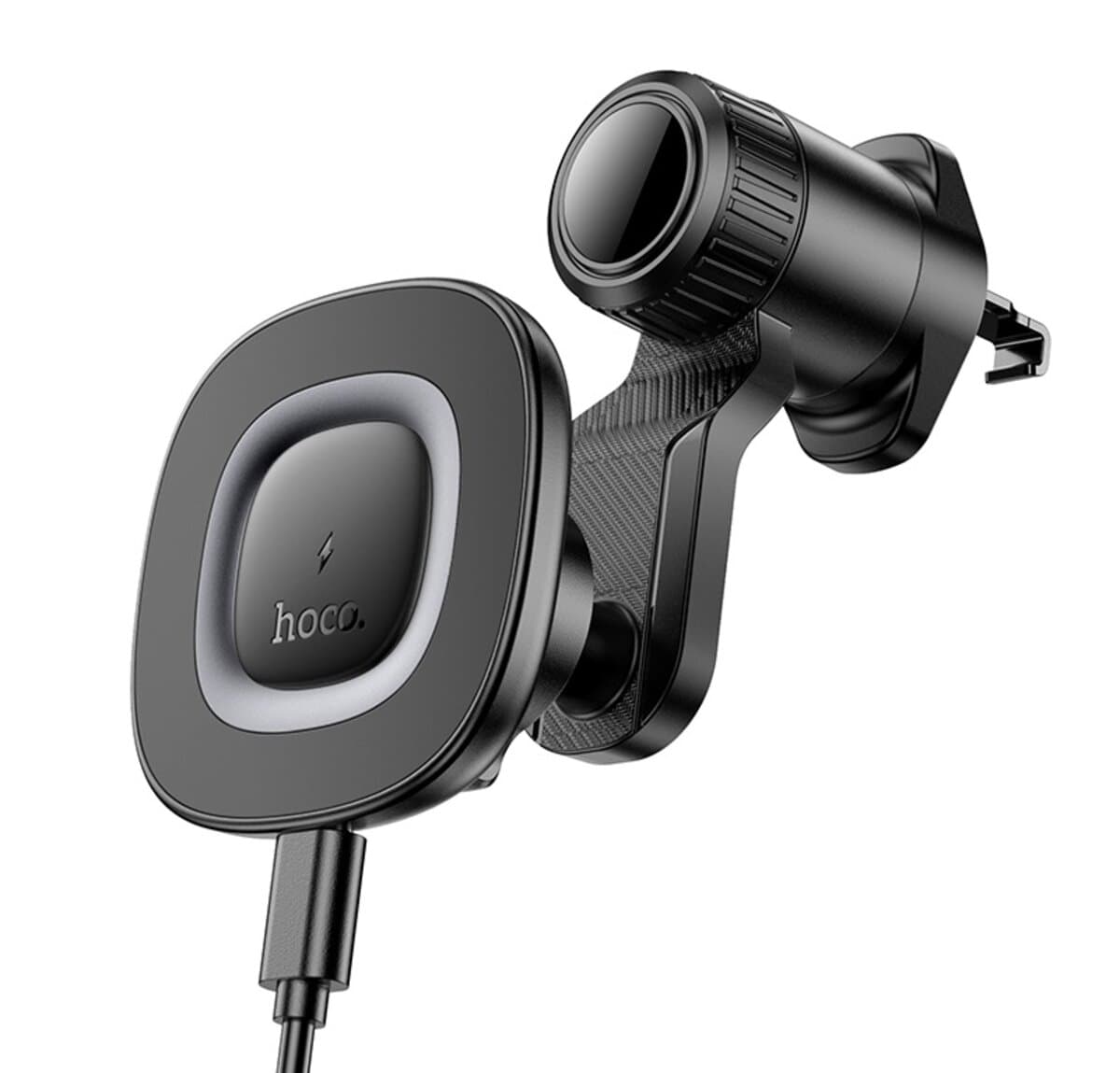 Тримач для телефону автотримач HOCO HW30 Crown magnetic wireless charging car holder air outlet Black