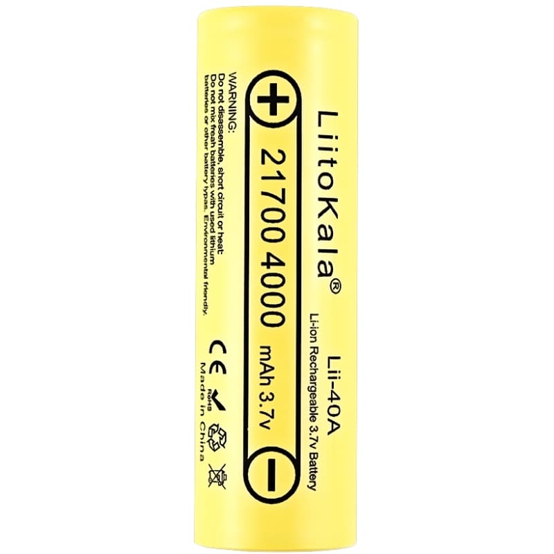 Акумулятор LiitoKala Lii-40A 21700 4000mAh 3.7V li-ion battery 1шт (Lii-40A)