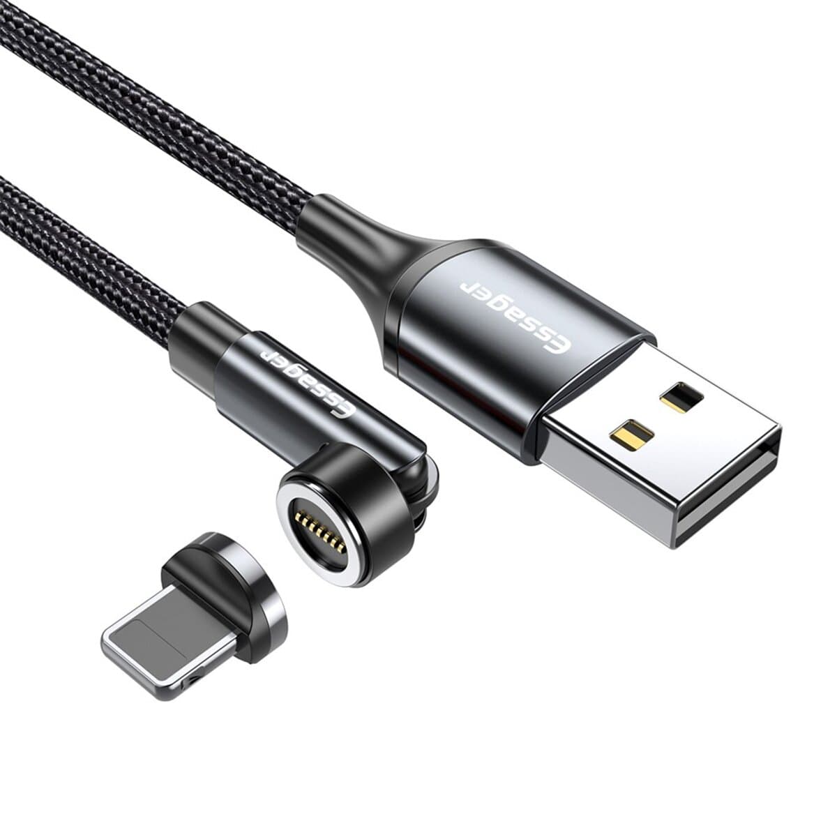 Кабель Essager Universal 540 Ratate USB to Lightning Magnetic Charging Cable 3A 2m Grey (EXCCXL-WXA0G)