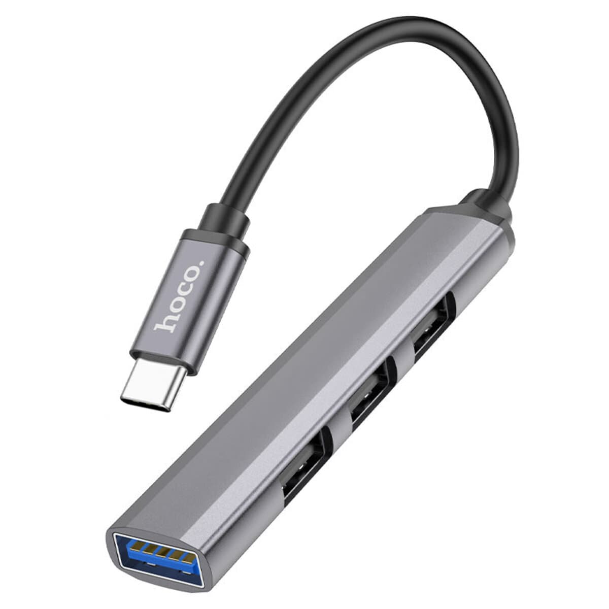 USB-хаб HOCO HB26 4 in 1 adapter Type-C to USB3.0+USB2.0x3 Metal Gray