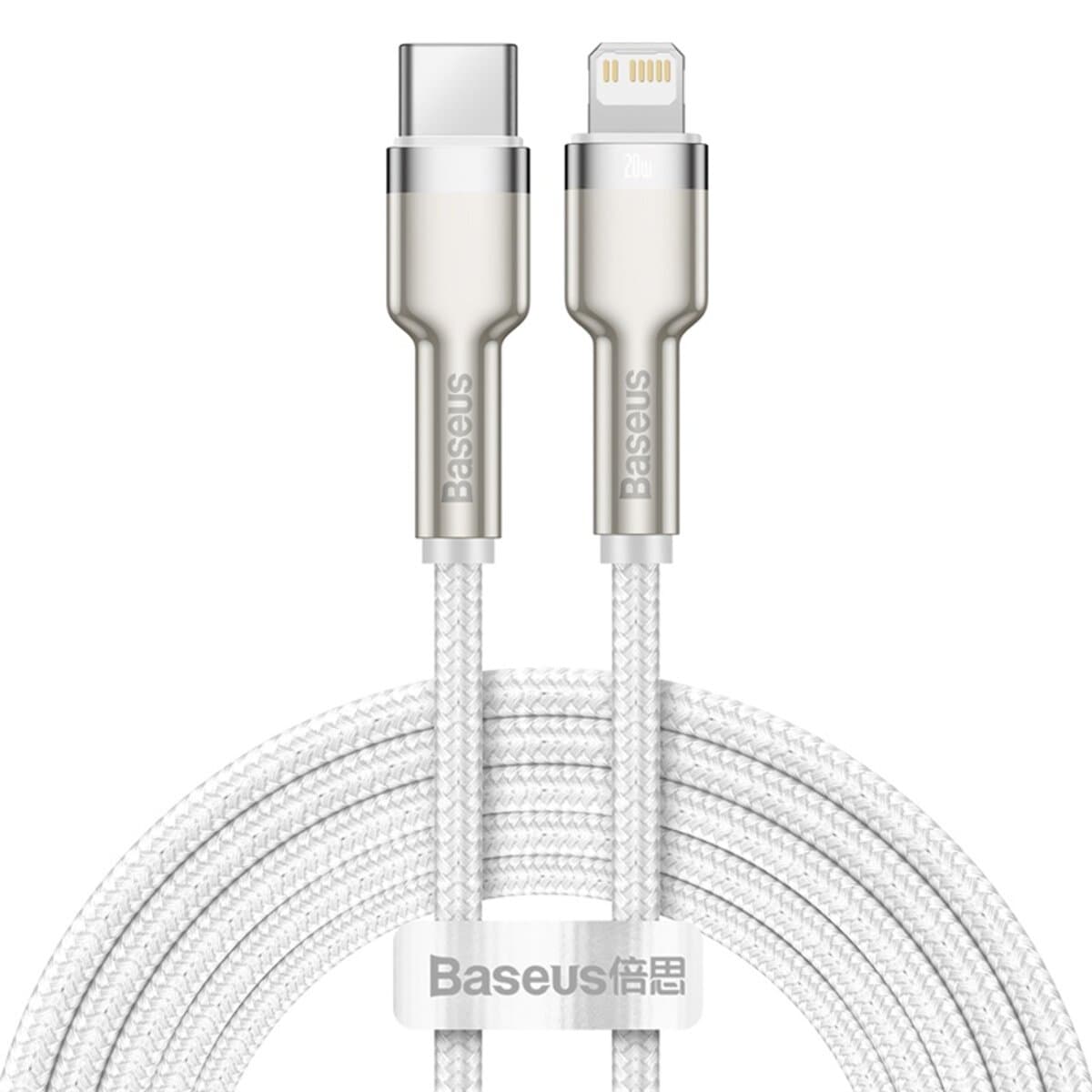 Кабель Baseus Cafule Series Metal Data Cable Type-C to Lightning PD 20W 2m White (CATLJK-B02)