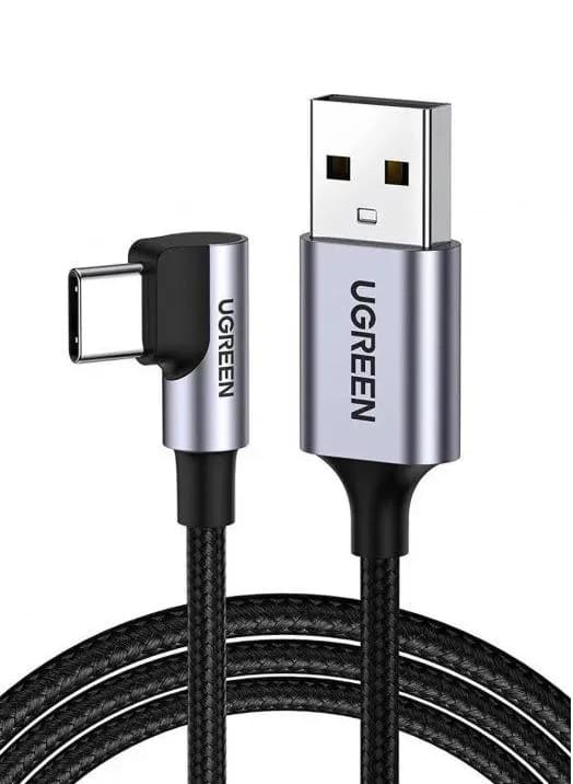Кабель угловой UGREEN US284 Angled USB2.0 to Type-C 3A Data Angle Cable 0.5m Black (UGR-50940)