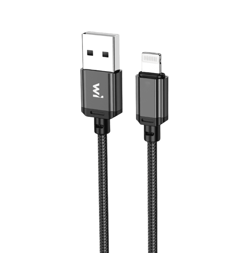 Кабель Wibrand Cobra nylon charging data cable USB to Lightning 1m 2.4A Black (WI.DC/CO1B-UL)