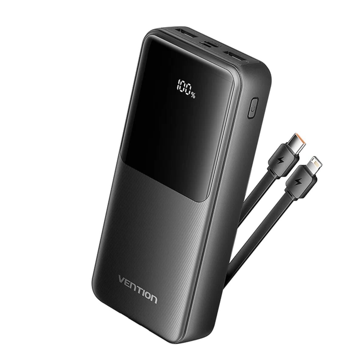 Powerbank павербанк УМБ Vention 20000mAh with Built-in Type-C and Lightning Cables 22.5W LED Display Black (FHPB0)