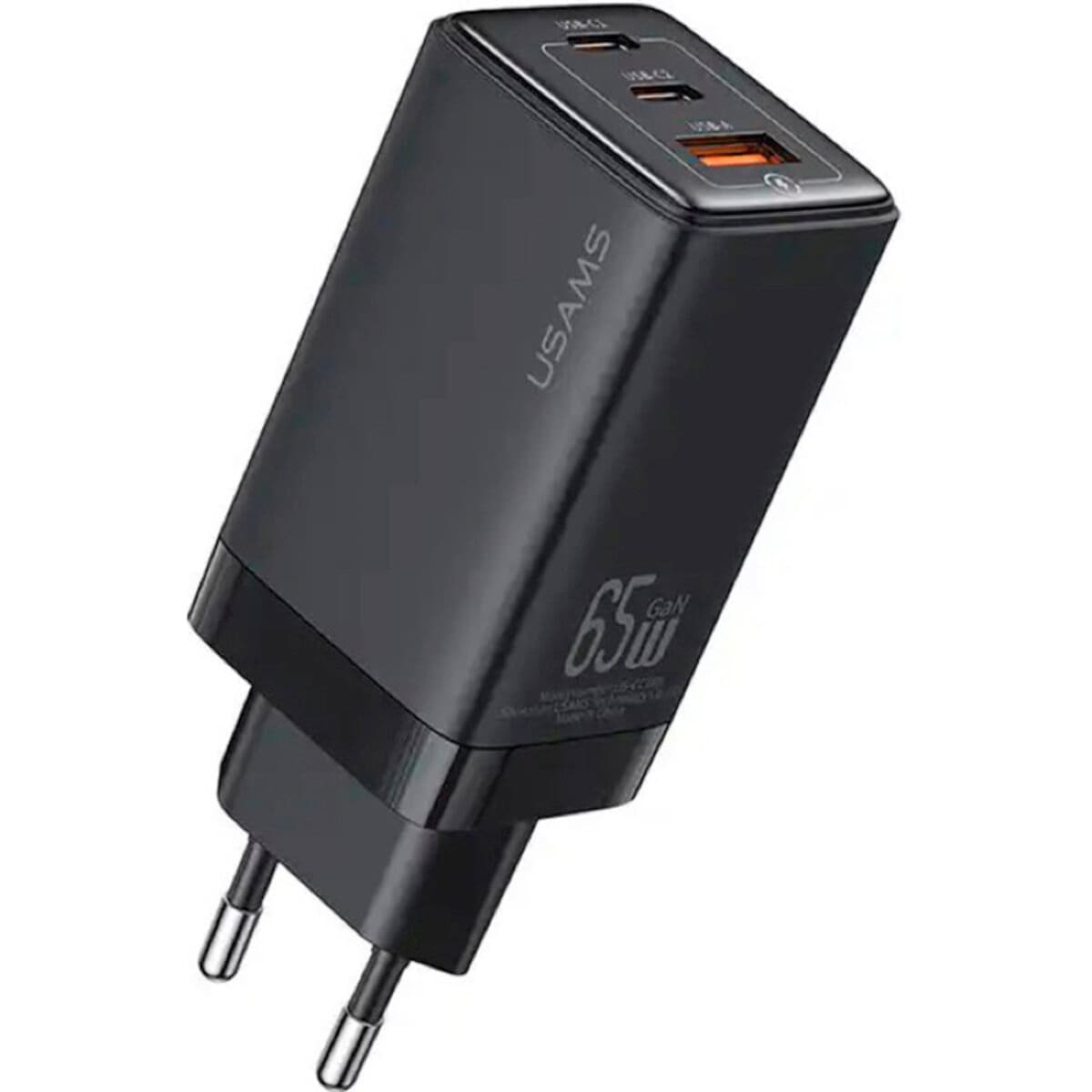 Зарядное устройство Usams US-CC180 65W ACC 3 Ports GaN Fast Charger EU Sandru series Black (CC180TC01)