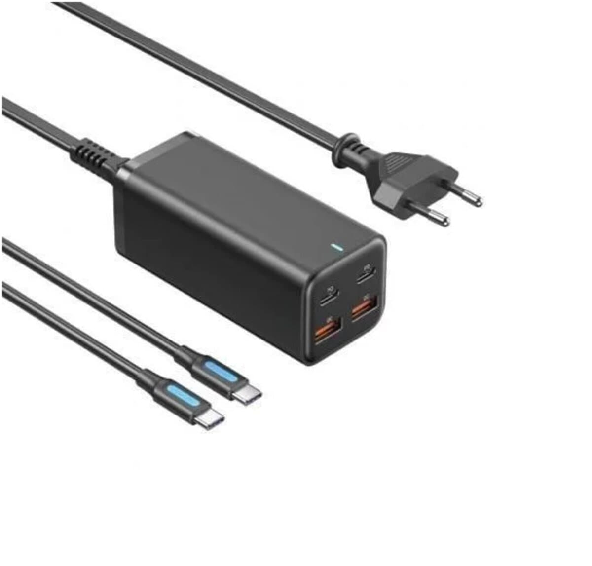 Зарядний пристрій Vention 4-Port USB 2xType-C 2xUSB GaN Charger 100W/100W/18W/18W EU-Plug Black (FBSBG-EU)