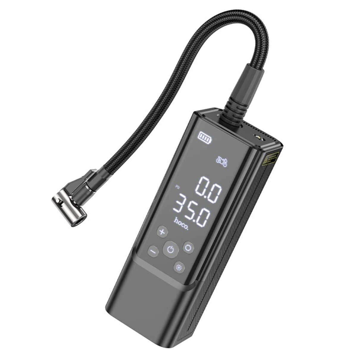 Акумуляторний автомобільний насос компресор HOCO ZP7 Maddy portable smart air pump 5000mAh Black