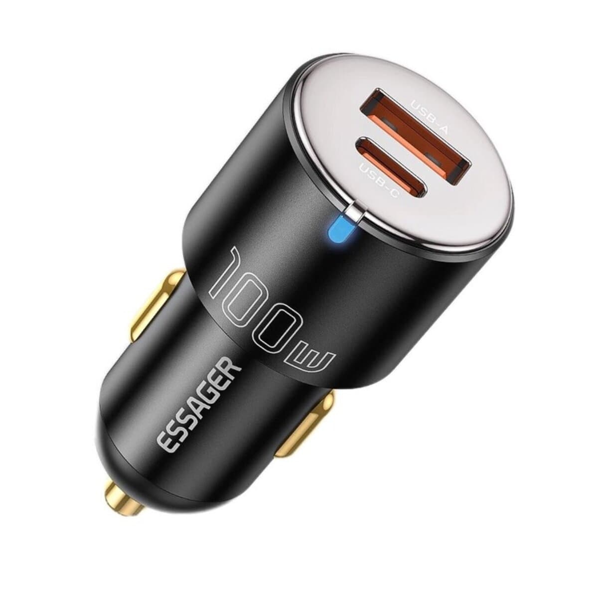 Автомобільний зарядний пристрій Essager Optimus High Power Car Charger USB A+C 100W Black (ECCAC-QTZ01)