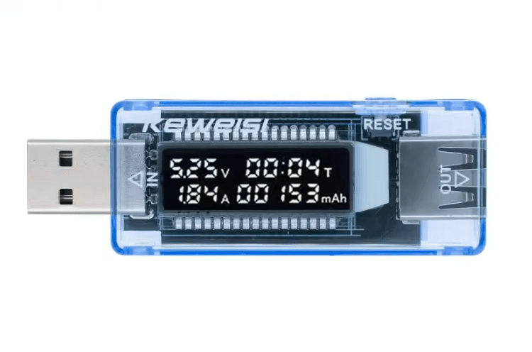 USB тестер Keweisi вольтметр амперметр вимірювач ємності напруги часу заряду портативний Blue