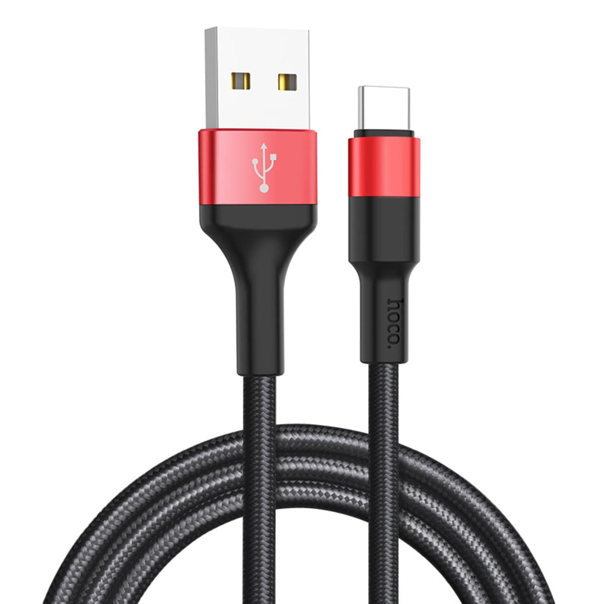 Кабель HOCO X26 USB to Type-C 2A 18W 1m nylon aluminum connectors Black-Red