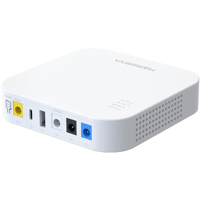 Джерело безперебійного живлення для роутера Marsriva KP4 DC UPS 3xDC+USB+Type-C OUT 5V/9V/12V 18W 10000 mAh 36Wh Li-Ion White (KP4_MARSRIVA)