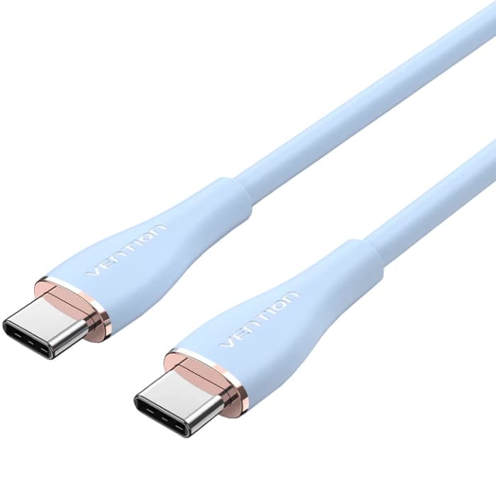 Кабель Vention USB 2.0 Type-C M-M 2м 100W 20V 5A Light Blue Silicone (TAWSH)
