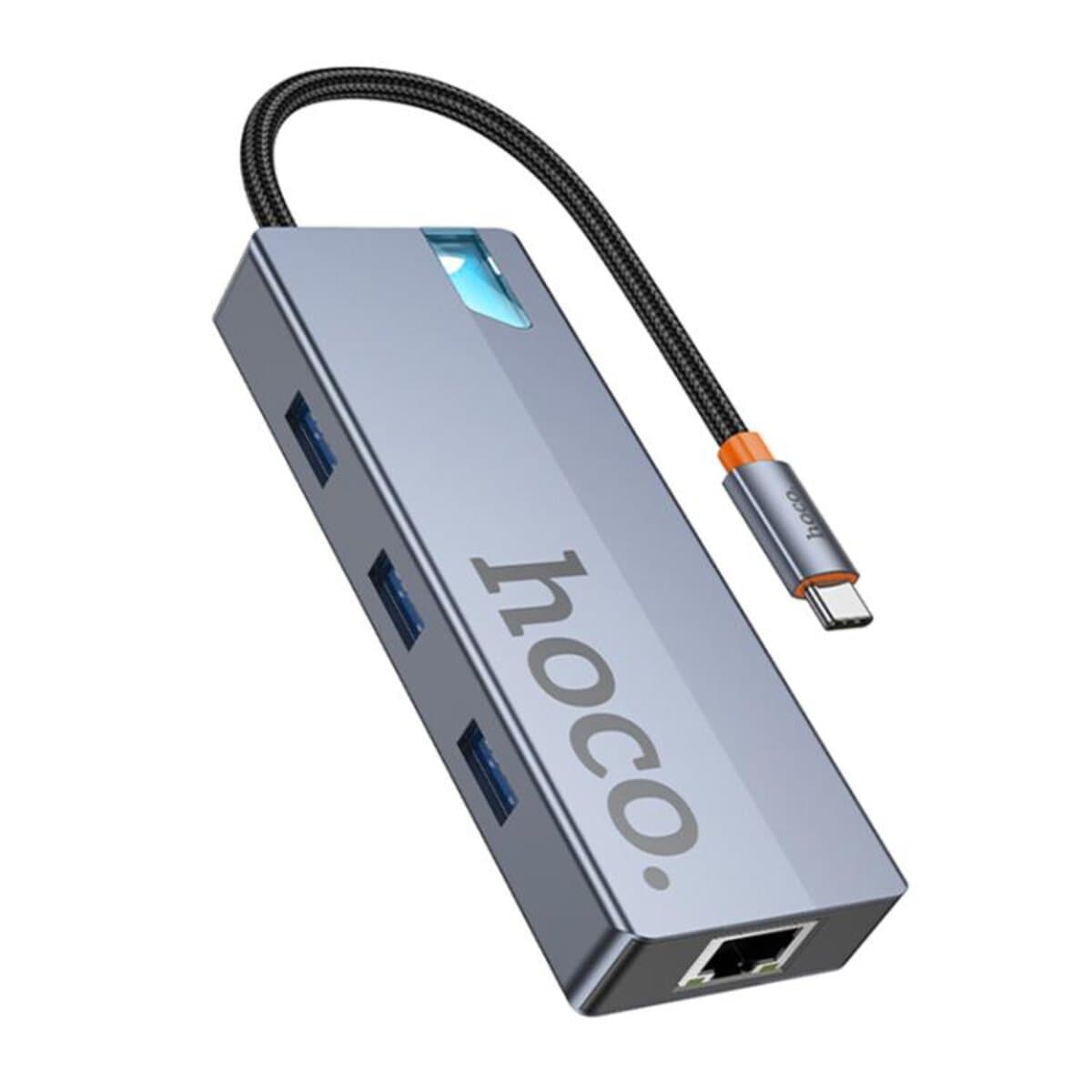 USB-хаб HOCO HB51 Wow 6-in-1 multi-function converter Type-C to HDTV+RJ45+PD+USB3.0x3 Grey
