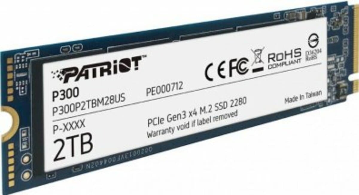 Твердотельный накопитель SSD M.2 Patriot P300 2TB NVMe 2280 PCIe 3.0x4 3D NAND TLC (P300P2TBM28)