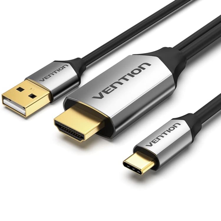 Кабель Vention USB 3.1 Type-C M - HDMI M 1.5м v.2.0 4K 60Hz USB Power Supply Black (CGTBG)