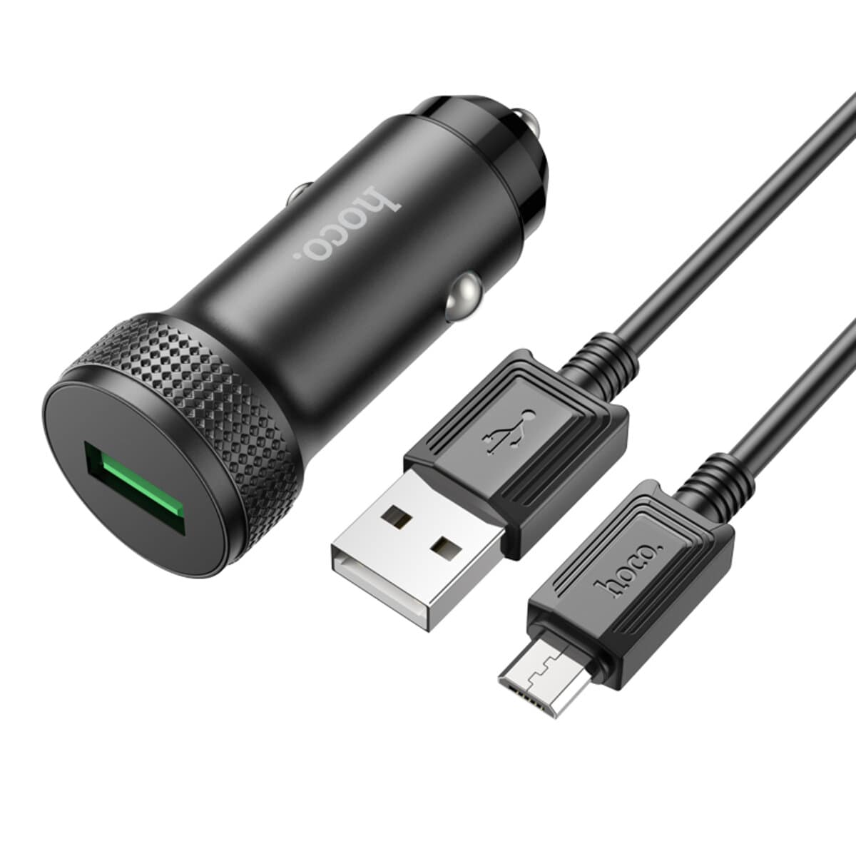 Автомобильное зарядное устройство HOCO Z49A Level single port QC3.0 18W USB to Micro-USB cable 3A Black