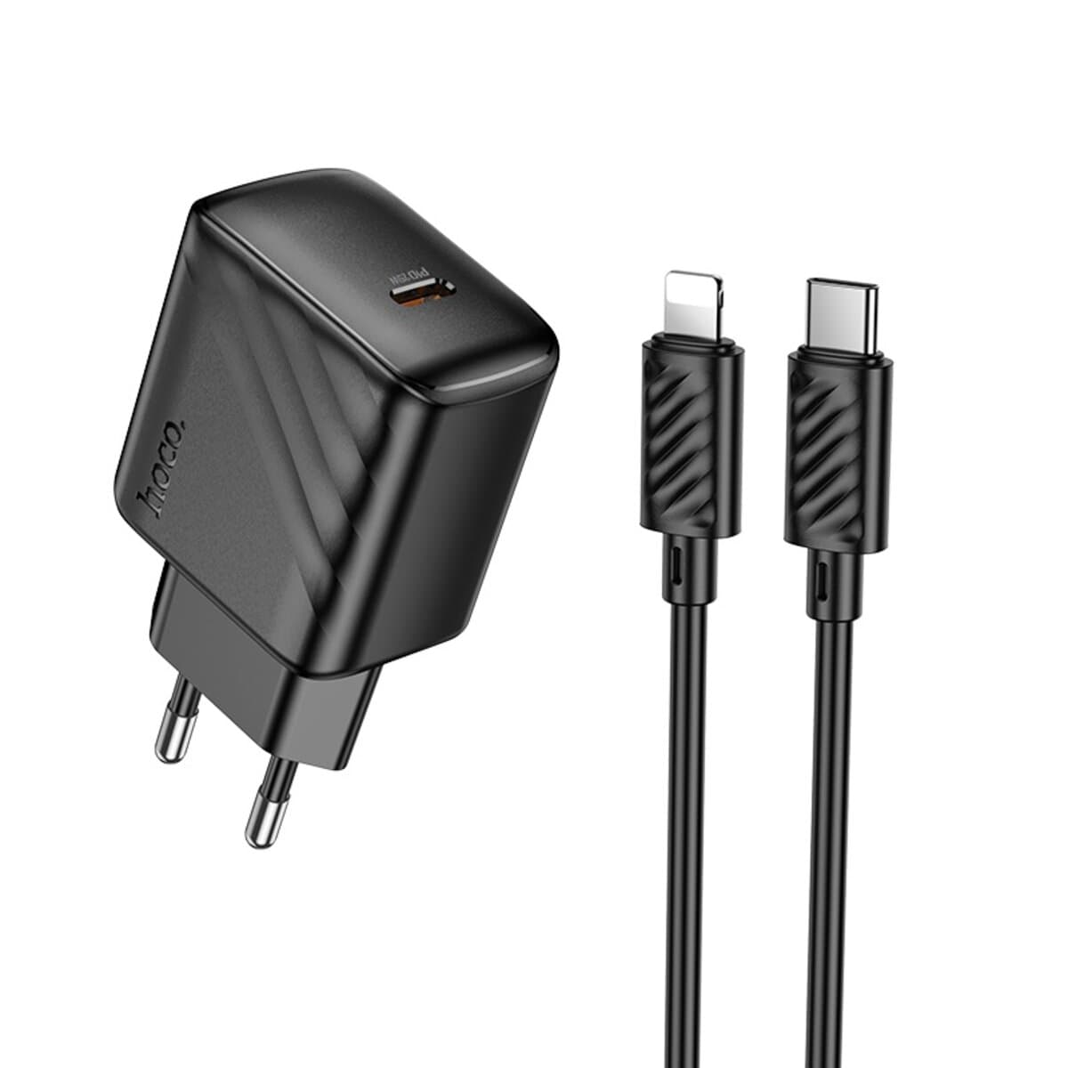 Зарядное устройство HOCO CS24A Puerto single-port PD25W charger set Type-C to Lightning cable EU Black