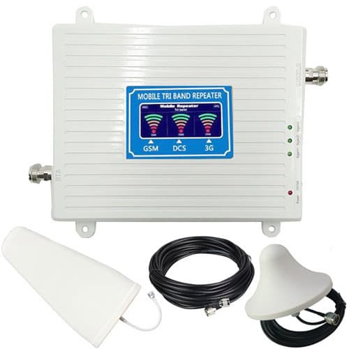 Трехдиапазонный усилитель мобильной связи и интернета репитер GSM DCS 3G 4G 900МГц 1800МГц WCDMA 2100 МГц White (285466)