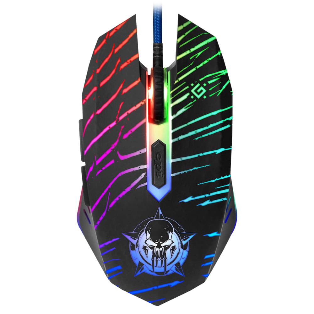 Ігрова провідна мишка Defender Dark Agent GM-590L 12800 dpi з килимком RGB Black (52590)