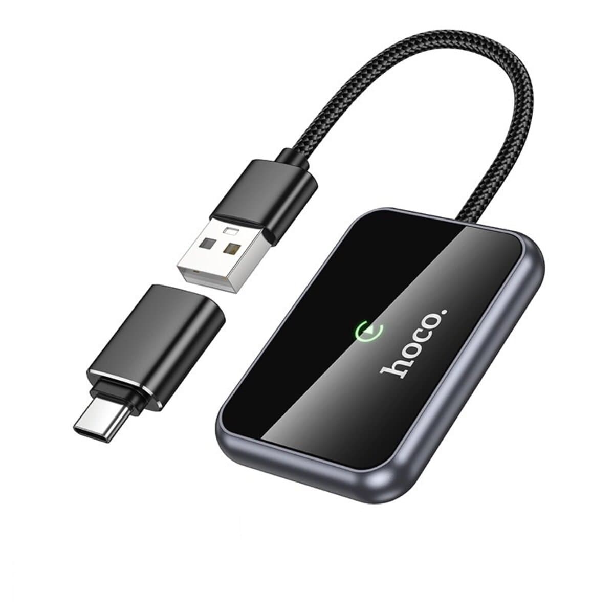 Бездротовий адаптер CarPlay HOCO HU1 Way car Wireless Adapter USB/Type-C Metal Grey