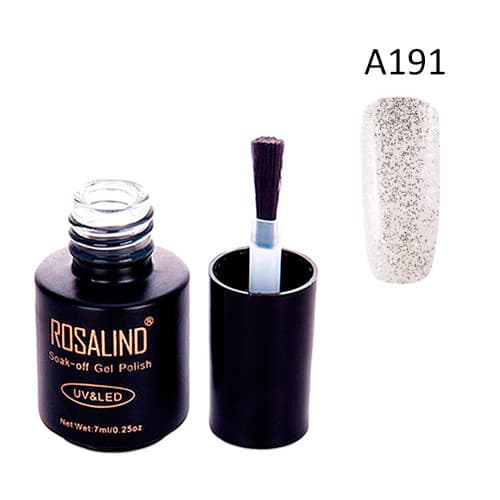 Гель-лак для нігтів манікюру Rosalind 7мл прозорий для UV LED А191 Glitter Sand (357972)