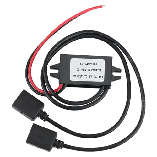 Автомобильный преобразователь напряжения DC-DC 24/12В-5В 3А 2xUSB скрытая проводка авто Black (424586)