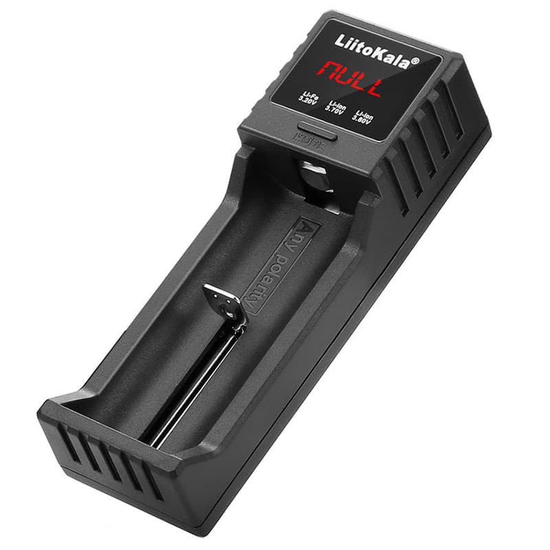 Зарядний пристрій для акумуляторів LiitoKala Lii-S1 1xLion LiFePO4 NiMH NiCd Auto Polarity Display Black