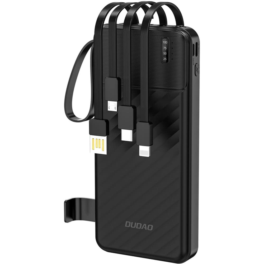 Powerbank павербанк УМБ Dudao K11 10000mAh 10W USB-A USB-C microUSB with USB-A/USB-C/Lightning/MicroUSB cables Black