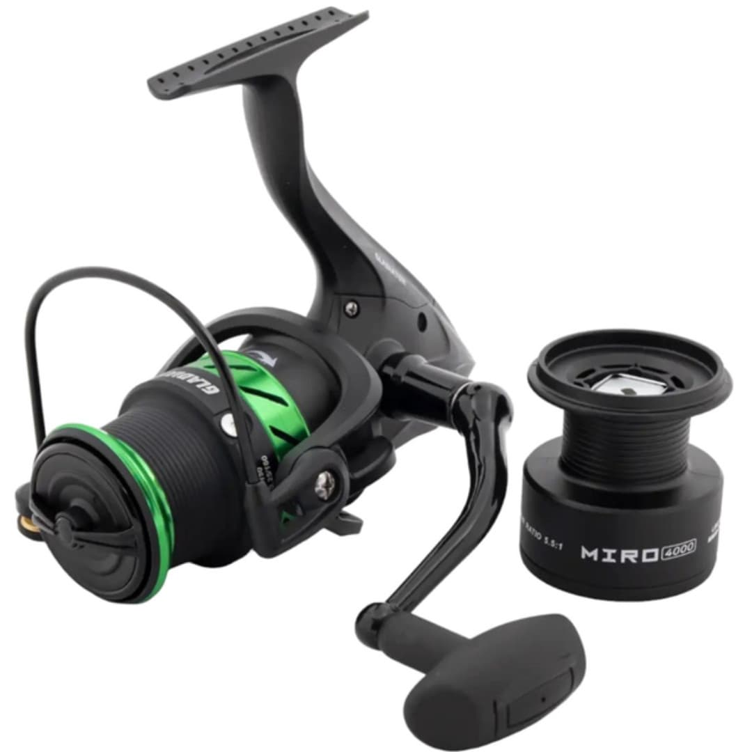 Рибальська безінерційна фідерна котушка GLADIATOR MIRO FEEDER 4000 8+1 Black-Green (GL6626)