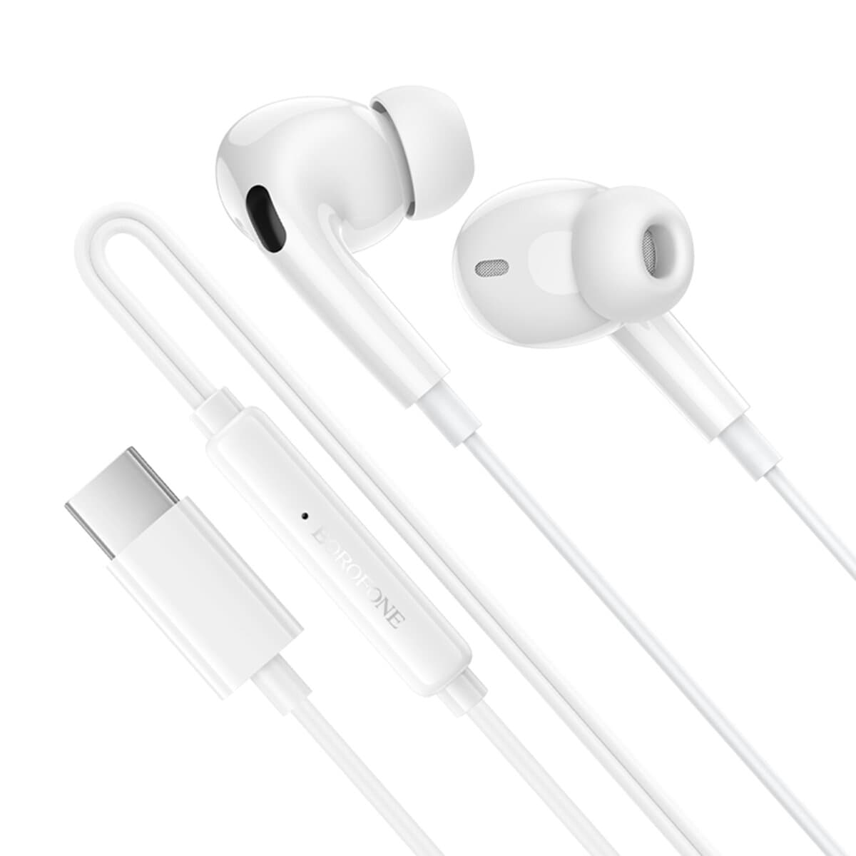 Провідні навушники з мікрофоном BOROFONE BM100 Pro Fuente universal digital earphones with mic Type-C 1.2м White