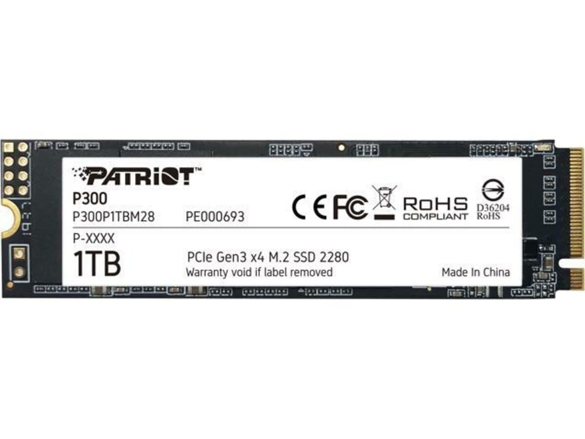 Твердотельный накопитель SSD M.2 Patriot P300 1TB NVMe 2280 PCIe 3.0x4 3D NAND TLC (P300P1TBM28)