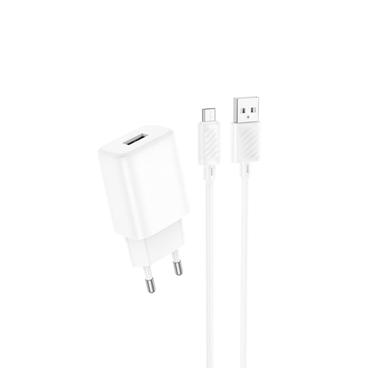 Зарядное устройство с кабелем HOCO C134A Solid single-port charger set USB to Micro-USB 2.4A White