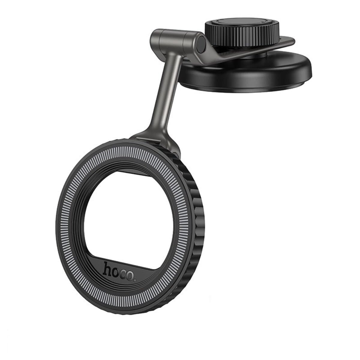 Держатель для телефона автодержатель HOCO H77 View folding magnetic ring car holder center console Black