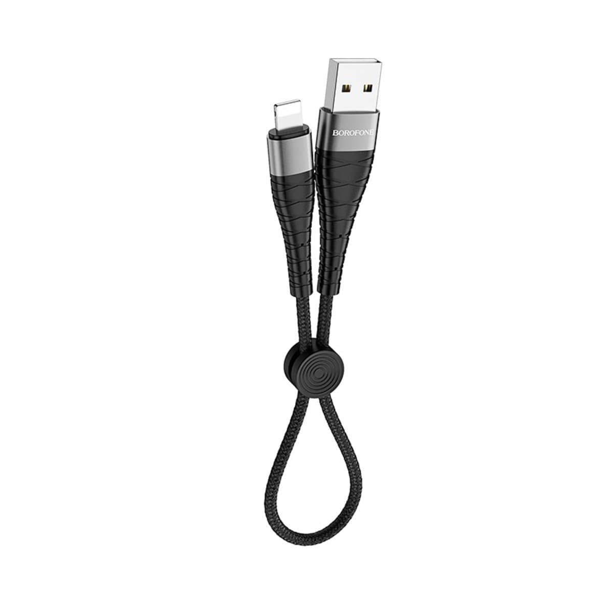 Кабель BOROFONE BX32 USB to Lightning 2.4A 0.25m nylon aluminum+TPE connectors Black (BX32LB0.25)