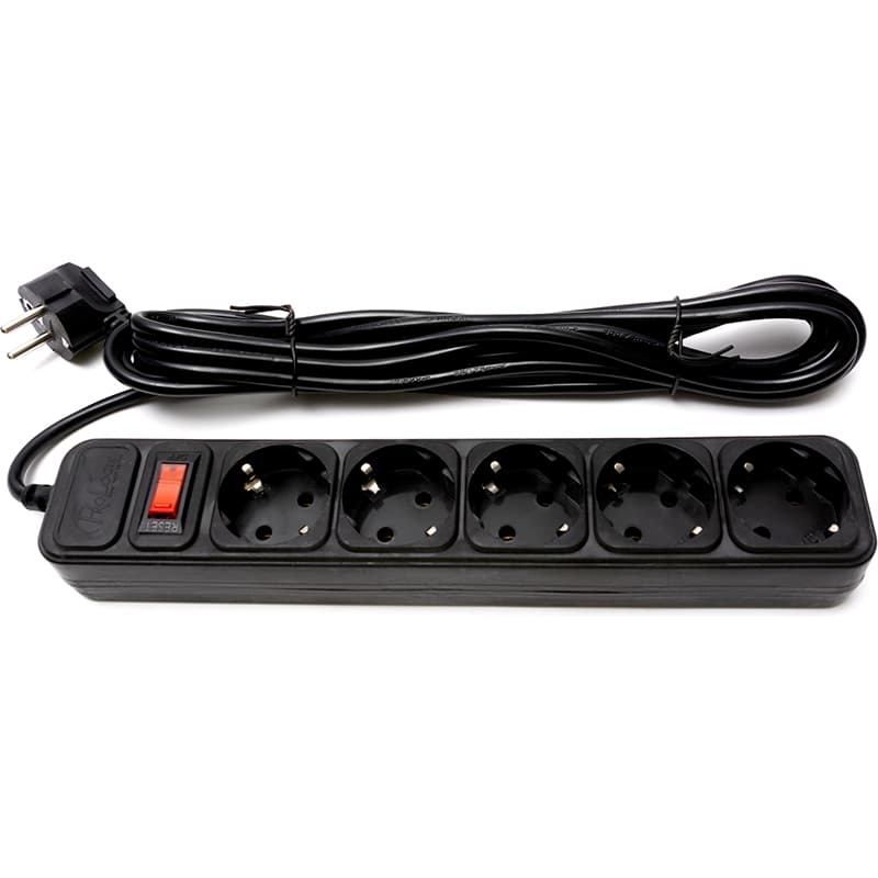 Мережевий фільтр подовжувач Power filtr 4.5м ProLogix RS-075P6-45B 5 розеток 0.75 Black