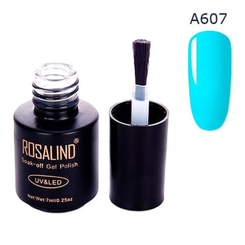 Гель-лак для нігтів манікюру Rosalind 7мл шелак для UV LED А607 Blue (313105)