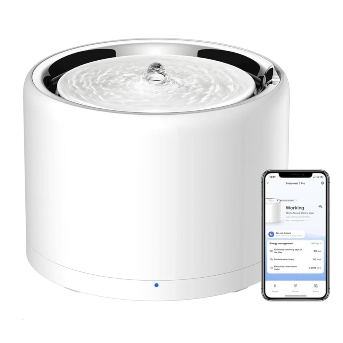 Розумна напувалка для тварин PETKIT Eversweet 3 PRO UVC Smart Pet Drinking Fountain 1.35L APP White (P4108-UVC)