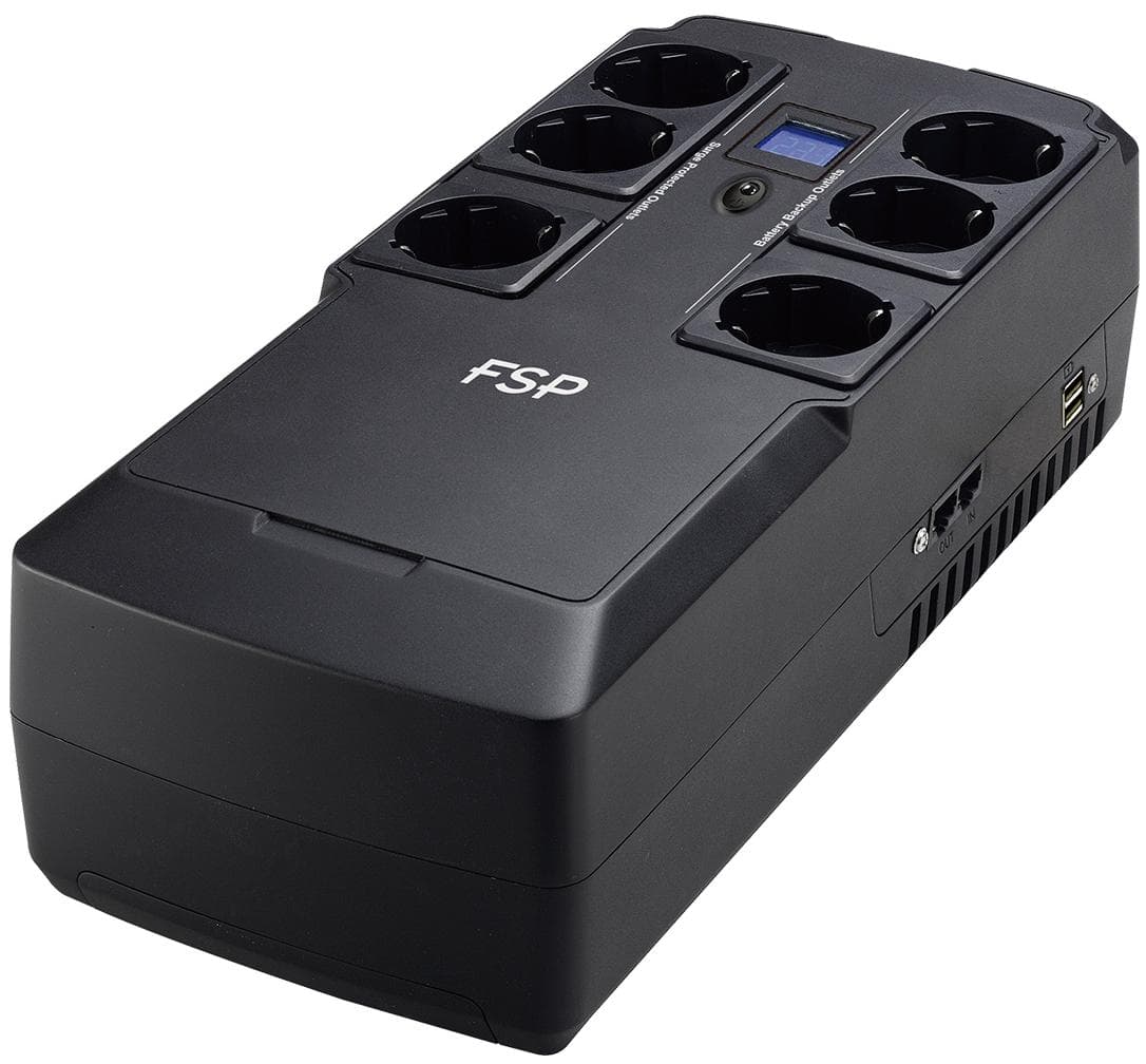Джерело песперебійного живлення FSP NanoFit 800 800ВА/480Вт SCHUKO USB/2хUSB 5V/1A Max AVR RG11 Black (PPF4801704)