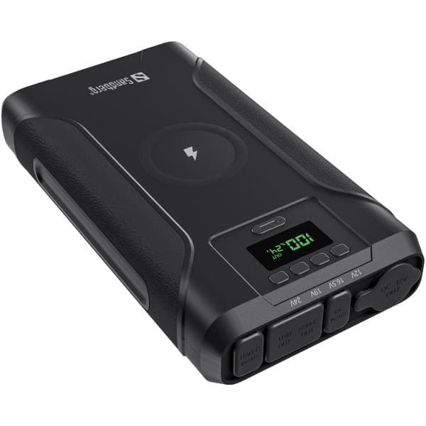 Powerbank павербанк УМБ Sandberg Survivor 76800mAh DC91W PD100W 2xType-C 1xUSB Cigar Lighter QI сквозное питание Black (421-15)