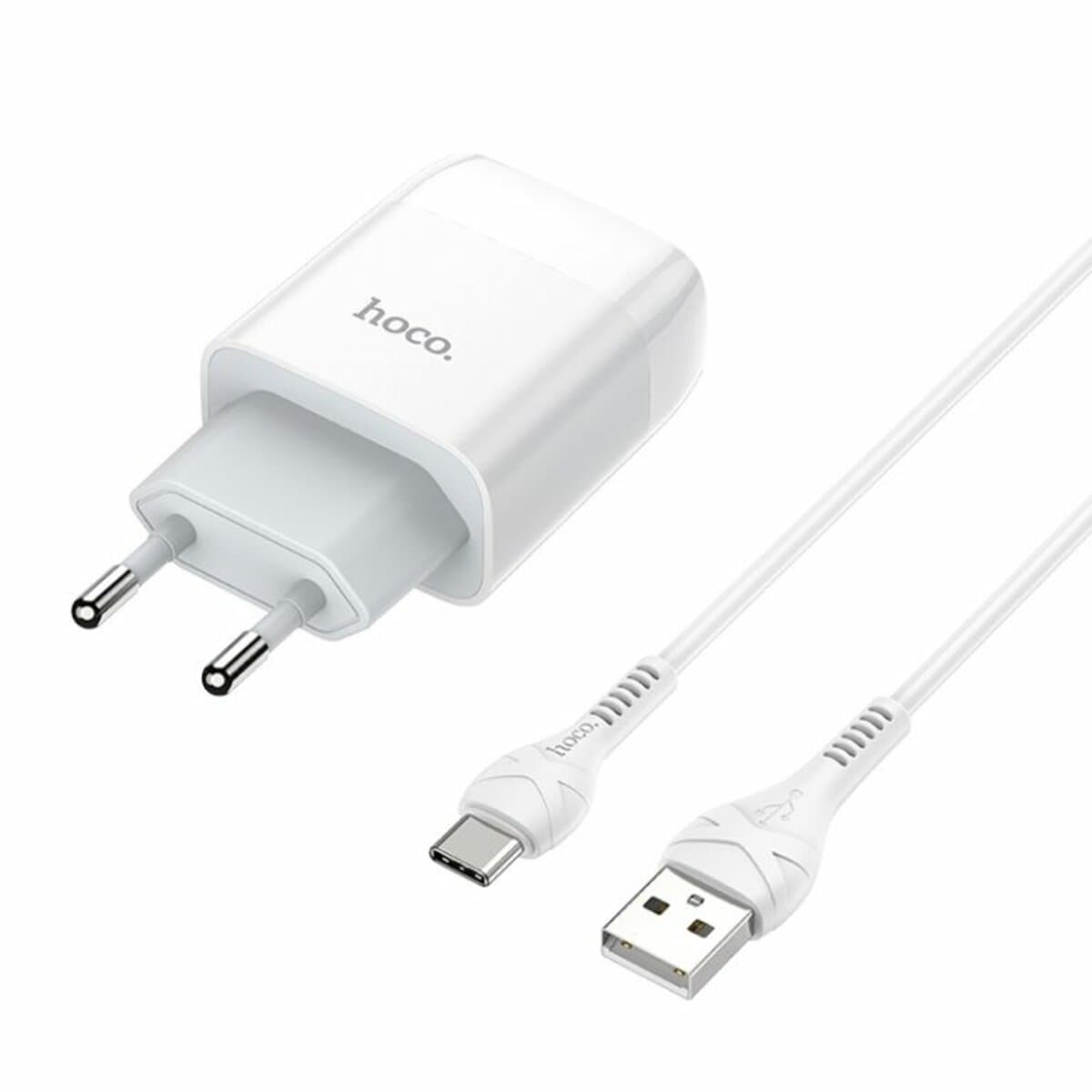 Зарядний пристрій HOCO C73A Glorious dual port charger set 2.4А USB to Type-C White