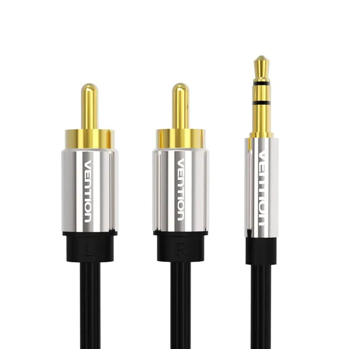 Кабель Vention 3.5mm Male to 2RCA Male Audio Cable 3m Metal Type Black (BCFBI)