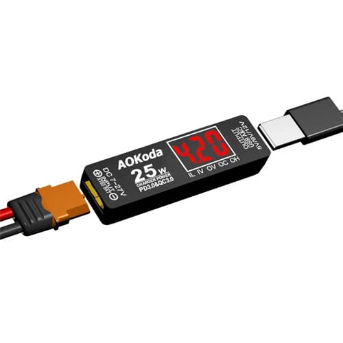 Перетворювач живлення AOKoda XT60 на USB-A Type-C PD/QC3.0 25W LiPo 2-6S (1029801)