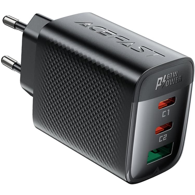 Зарядное устройство Acefast A108 Gan Fast Charger 67W 2xType-C 1xUSB Black