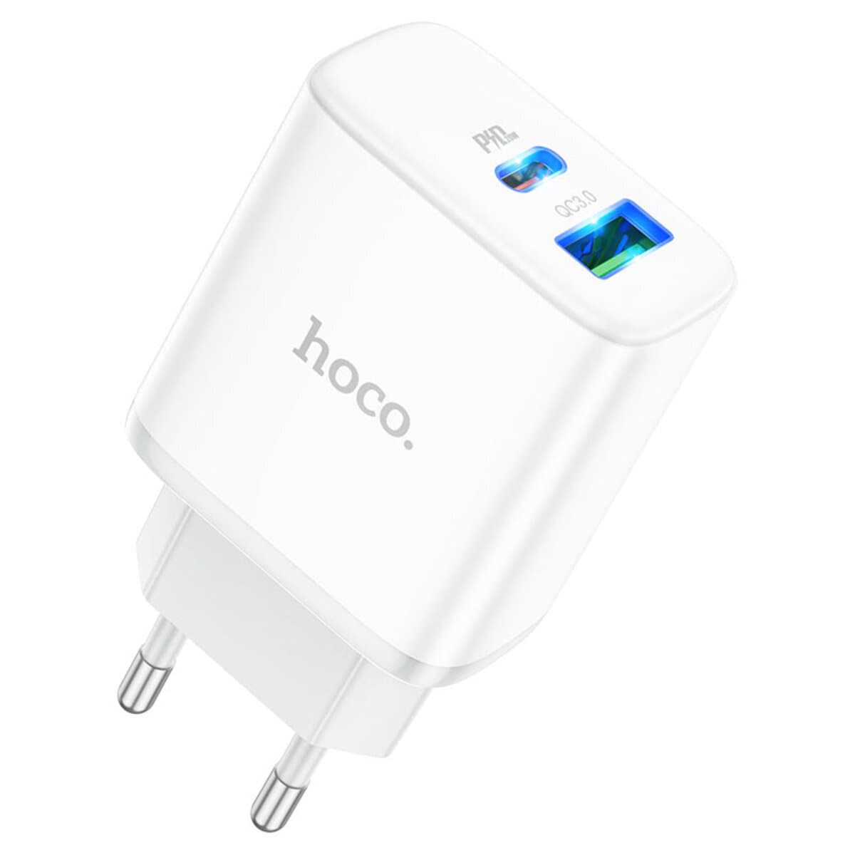 Зарядний пристрій HOCO C105A Stage dual port PD20W+QC3.0 charger USB+Type-C White