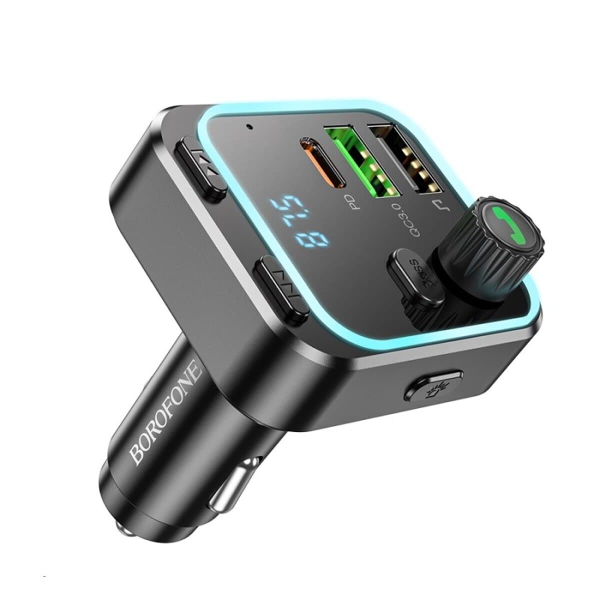 Автомобильный FM-трансмиттер ресивер BOROFONE BC53 Highway PD20W+QC3.0 car BT5.0 FM transmitter 18W Black