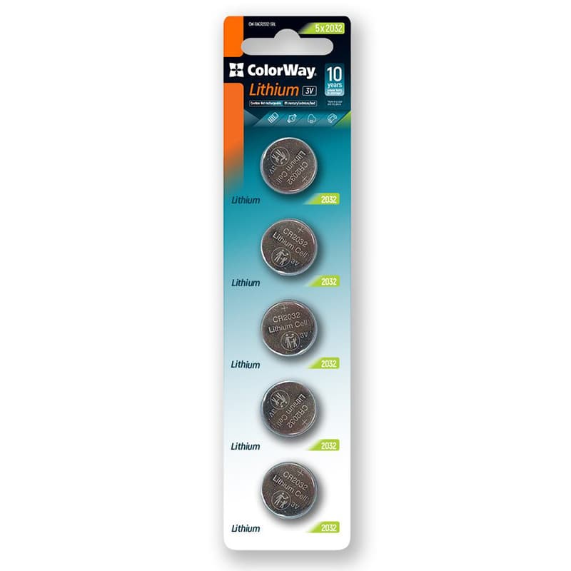 Батарейка СolorWay CW-BACR2032-5BL CR2032 Li-ion Lithium Power литиевая 5шт