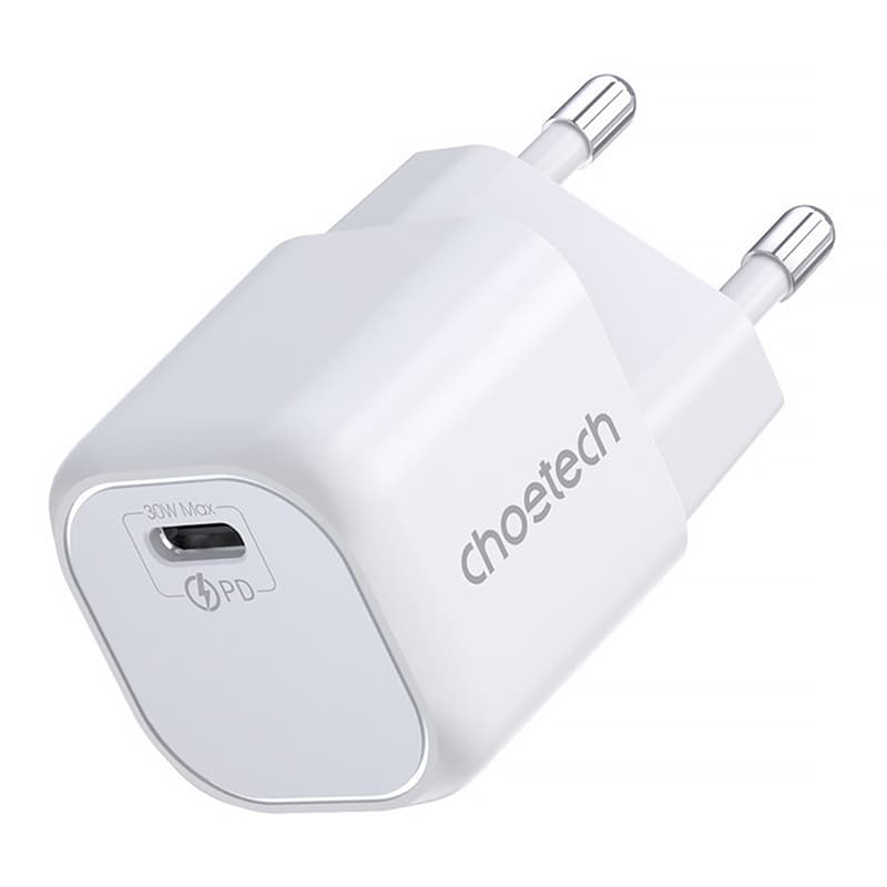 Зарядний пристрій адаптер Choetech PD5007 1хUSB-C 30W PD QC3.0 White (PD5007-EU-WH)