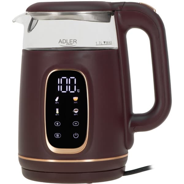 Електрочайник Adler AD 1305 2200W 2200W 1.7л скло установка температури Burgundy (AD1305BU)